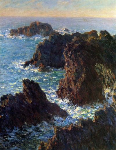 art oil painting reproduction of  Claude Monet Rocky Peaks At The Belle-ile museum quality handmade