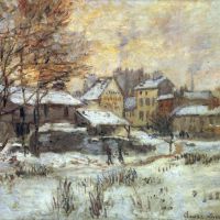 Claude Monet Snow At Sunset Argenteuil In The Snow