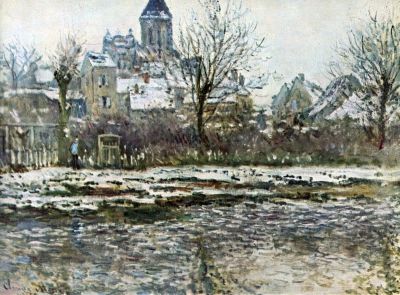 art oil painting reproduction of  Claude Monet Snow In Vetheuil museum quality handmade