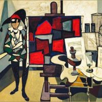Claude Venard Harlequin In The Studio
