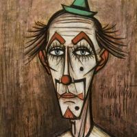 Buffet - Clown With Small Green Hat By Bernard Buffet artwork on canvas