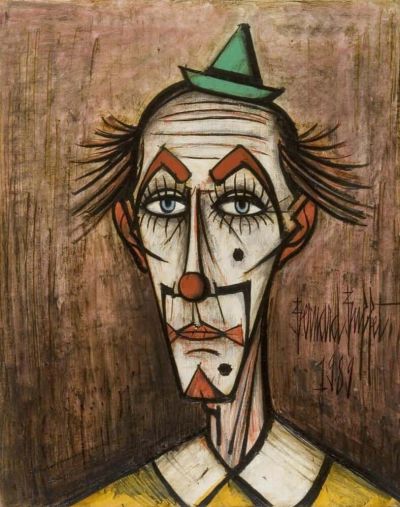 art oil painting reproduction of  Buffet - Clown With Small Green Hat By Bernard Buffet museum quality handmade