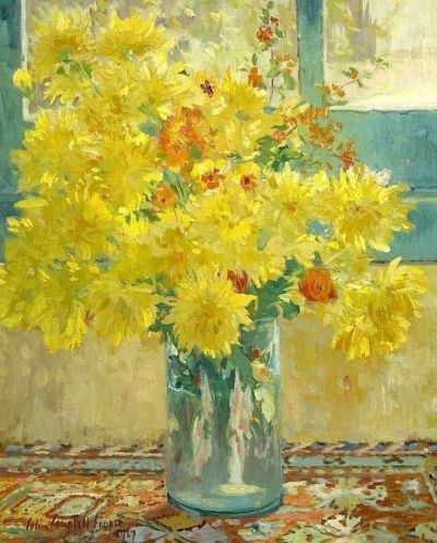 art oil painting reproduction of  Colin Campbell Cooper Yellow Chrysanthemums museum quality handmade
