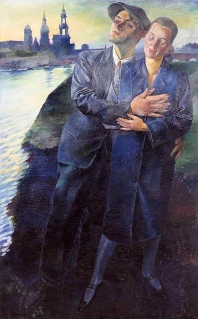 art oil painting reproduction of  Conrad Felixmuller Lovers In Dresden museum quality handmade