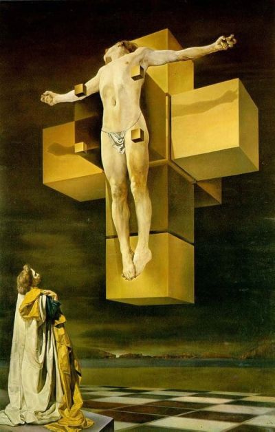 art oil painting reproduction of  Dali Crucifixion Corpus Hypercubus museum quality handmade