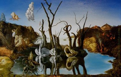 art oil painting reproduction of  Dali Swans Reflecting Elephants museum quality handmade