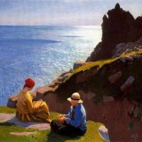Dame Laura Knight Along The Cornish Cliffs Hand Painted Reproduction