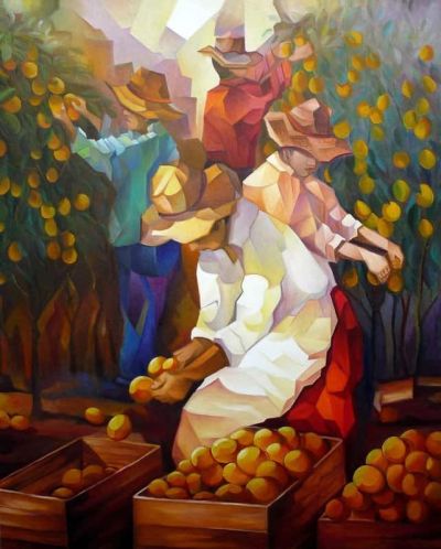 art oil painting reproduction of  Damiao Martins Colheita De Laranjas museum quality handmade