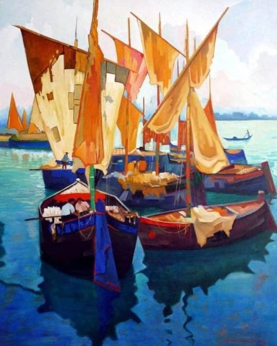 art oil painting reproduction of  Damiao Martins Ships - 1958 museum quality handmade