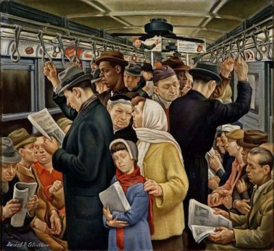 art oil painting reproduction of  Daniel Ralph Celentano Subway -1935 museum quality handmade
