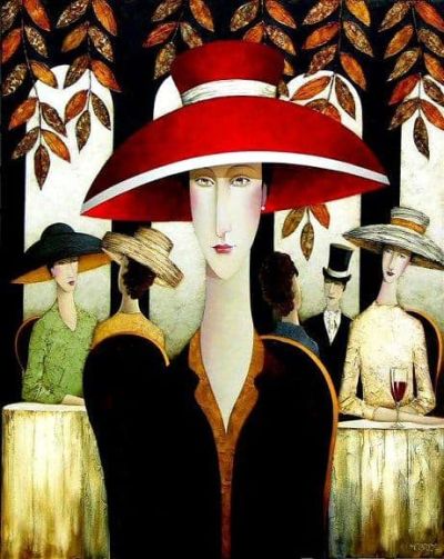 art oil painting reproduction of  Danny Mcbride Woman With Red Hat museum quality handmade