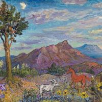 David Burliuk Landscape In New Mexico - 1942 Hand Painted Reproduction