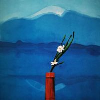 David Hockney Mount Fuji And Flowers 1972 Hand Painted Reproduction