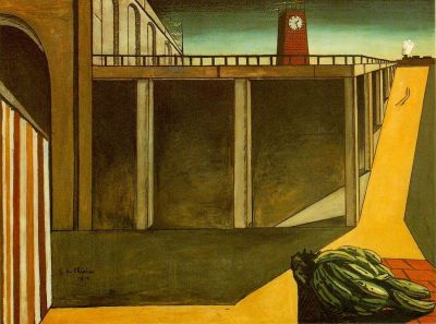 art oil painting reproduction of  De Chirico Gare Montparnasse - La Me Lancolie Du De Part museum quality handmade