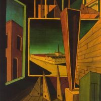 De Chirico Geometric Composition With Factory Landscape