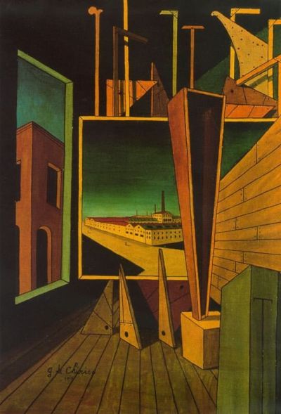 art oil painting reproduction of  De Chirico Geometric Composition With Factory Landscape museum quality handmade