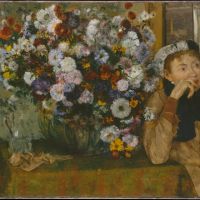 Degas Edgar A Woman Seated Beside A Vase Of Flowers Hand Painted Reproduction