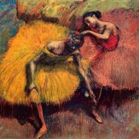 Degas Edgar Two Dancers In Yellow And Pink - 1910 Hand Painted Reproduction