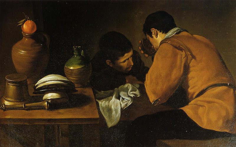 Diego Velazquez Two Young Men Eating At A Humble Table museum quality