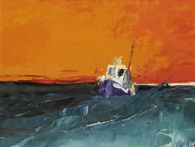 Donald Hamilton Fraser Study - Seascape Orange Sky museum quality