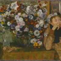 Edgar Degas A Woman Seated Beside A Vase Of Flowers