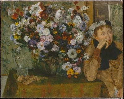 art oil painting reproduction of  Edgar Degas A Woman Seated Beside A Vase Of Flowers museum quality handmade
