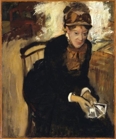 art oil painting reproduction of  Edgar Degas Mary Cassatt Seated Holding Cards museum quality handmade