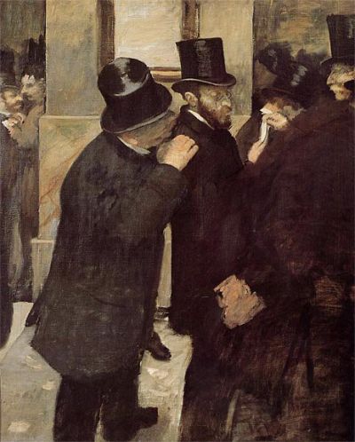 art oil painting reproduction of  Edgar Degas Portraits At The Stock Exchange museum quality handmade