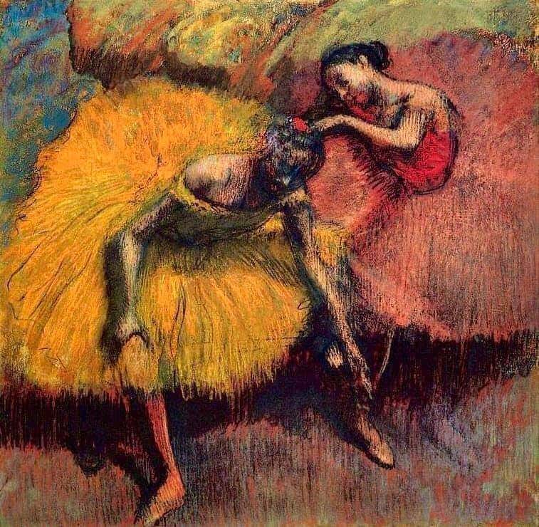 Edgar Degas Two Dancers In Yellow And Pink - 1910 museum quality