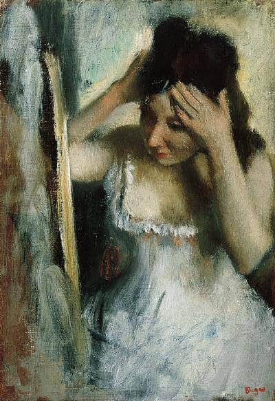 Edgar Degas Woman Combing Her Hair Before A Mirror C. 1870-75 museum quality
