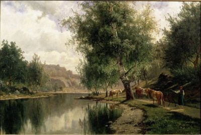 art oil painting reproduction of  Edvard Bergh Summer Landscape 1873 museum quality handmade