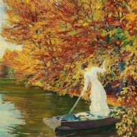 Edward Cucuel Autumn Ca.1920 Hand Painted Reproduction