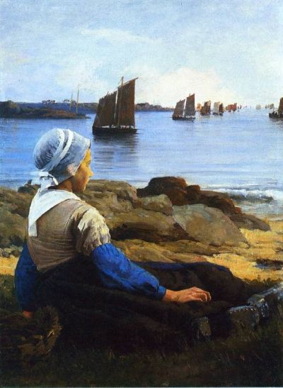 art oil painting reproduction of  Edward E. Simmons Awaiting His Return - 1884 museum quality handmade