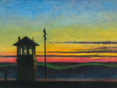 art oil painting reproduction of  Edward Hopper Railroad Sunset 1929 museum quality handmade