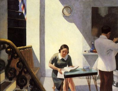 art oil painting reproduction of  Edward Hopper The Barber Shop April 1931 museum quality handmade