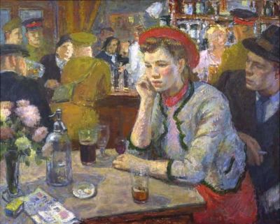 art oil painting reproduction of  Edward Le Bas Saloon Bar 1940 museum quality handmade