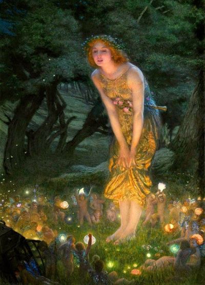 art oil painting reproduction of  Edward Robert Hughes Midsummer Eve 1908 museum quality handmade