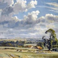Edward Seago A Wiltshire Farm Hand Painted Reproduction