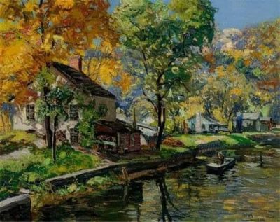 art oil painting reproduction of  Edward Willis Redfield Canal In Autumn 1912 museum quality handmade