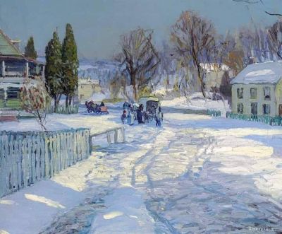art oil painting reproduction of  Edward Willis Redfield The Village Store 1908 museum quality handmade
