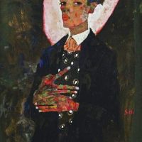 Egon Schiele Autorretrato Con Chaleco De Pavo Real 1911