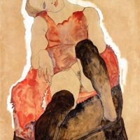 Egon Schiele Chica Con Medias Negras - 1911