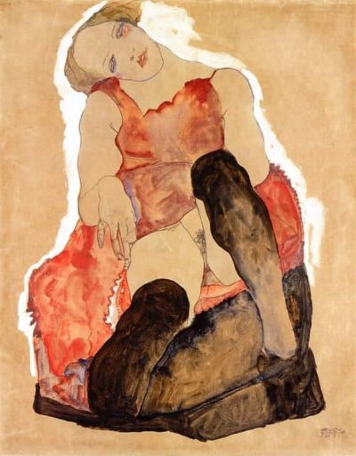 art oil painting reproduction of  Egon Schiele Chica Con Medias Negras - 1911 museum quality handmade