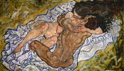 art oil painting reproduction of  Egon Schiele Etreinte - Couple D Amoureux Ii museum quality handmade