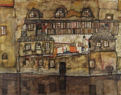art oil painting reproduction of  Egon Schiele House Wall On The River 1915 museum quality handmade