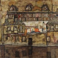 Egon Schiele House Wall On The River 1915 Hand Painted Reproduction
