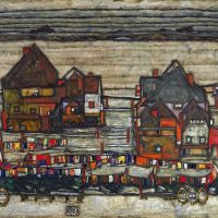 Egon Schiele Houses With Laundry Seeburg 1914 Hand Painted Reproduction