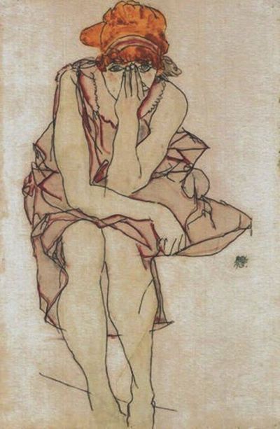 art oil painting reproduction of  Egon Schiele Seated Young Lady 1917 museum quality handmade