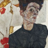Egon Schiele Self-portrait With Chinese Lantern Plants