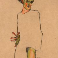 Egon Schiele Self Portrait 1910 Hand Painted Reproduction